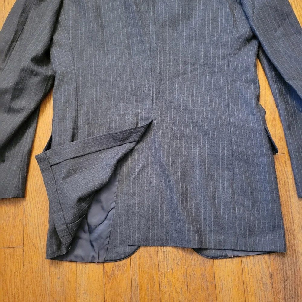 Brooks Brothers 38L Blazer Gray Chalk Stripe Wool 3 Button‎ Preppy 1818 USA